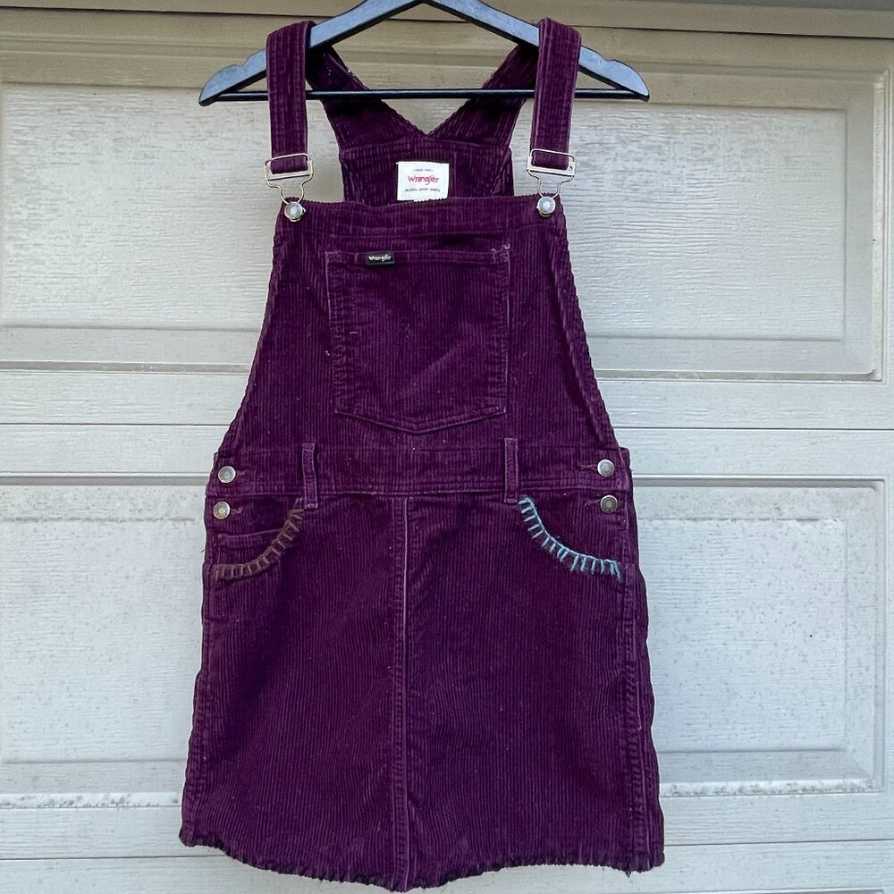 Wrangler Corduroy Overall Dress Purple Boho 90s Style Retro Small - Picture 2 of 16